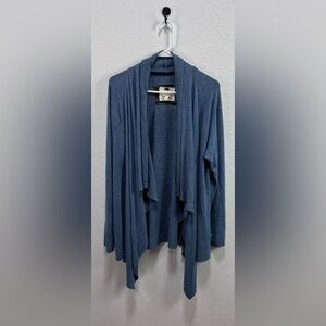 Cupio Large Blue Women's Open Front Cardigan Long Sleeves Flowy Cozy Career Wear